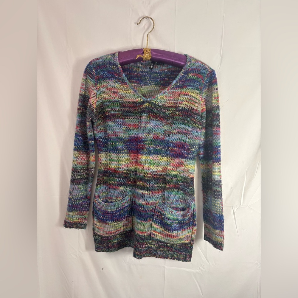 Y2K Rainbow Knit Long Sleeve girly Cozy Sweater Size L - Picture 5 of 16